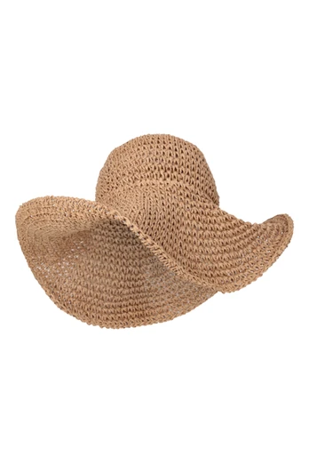 Wide Brim Womens Packable Sun Hat - Brown