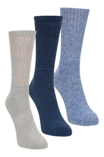 Outdoor Mens Mid-Calf Walking Socks 3-Pack - Bright Blue