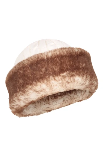 Womens Furry Thermal Hat - Cream