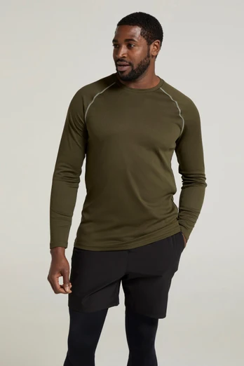 Endurance Mens Long Sleeved Top - Dark Khaki