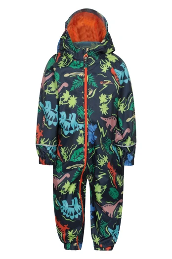 Combinaison de pluie imprimée Enfants Puddle - Bleu