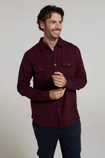Chemise en flanelle à manches longues Trace pour hommes - Bordeaux Foncé