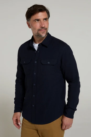 Trace Mens Flannel Long Sleeve Shirt - Navy