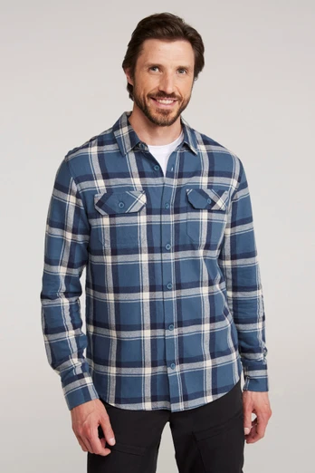 Chemise en flanelle à manches longues Trace pour hommes - Gris de Payne