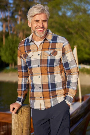 Chemise en flanelle à manches longues Trace pour hommes - Bronzage