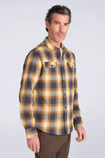 Chemise en flanelle à manches longues Trace pour hommes - Jaune Pâle