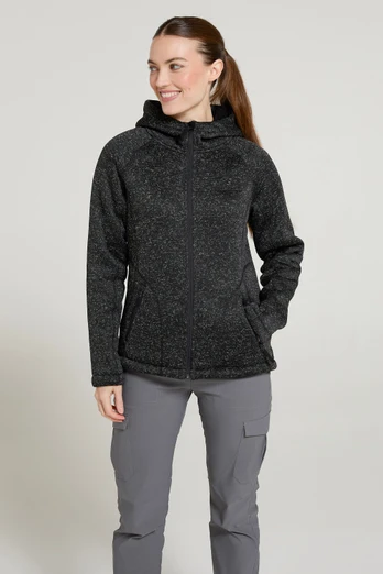 Nevis Womens Fur Lined Hoodie - Black