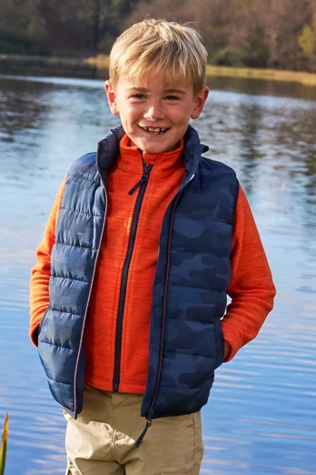 Rocko Kids Printed Puffer Vest - Petrol