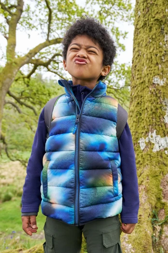 Rocko Kids Printed Padded Gilet - Blue