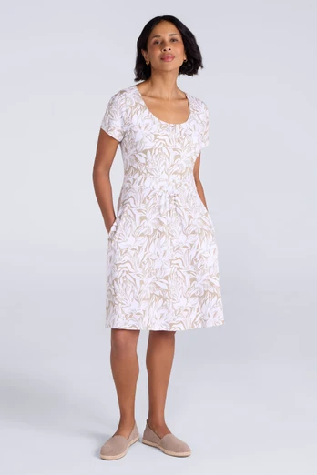 Orchid Patterned Womens UV Dress - Light Beige