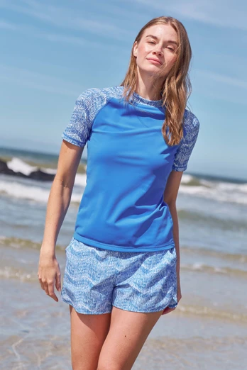 Fiji Womens Patterned Rash Vest - Blue