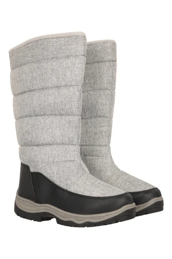 Icey Womens Long Snow Boots - Light Grey