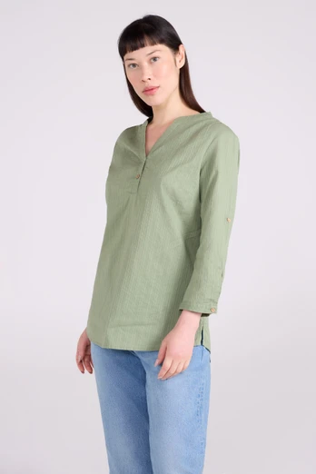 Petra Womens Relaxed Fit 3/4 Sleeve Shirt - Light Khaki