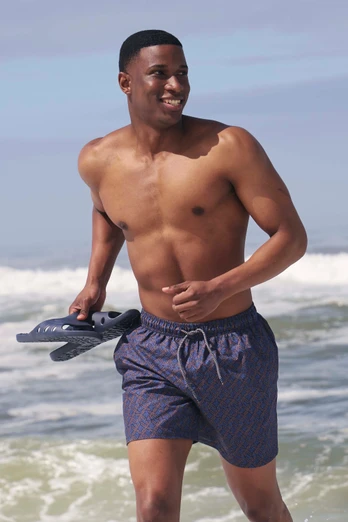 Aruba Printed Mens Swim Shorts - Dark Blue