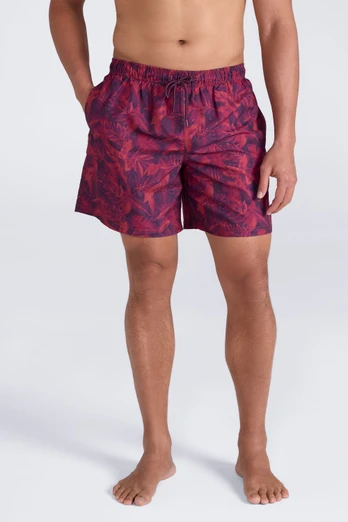Aruba Printed Mens Swim Shorts - Dark Burgundy