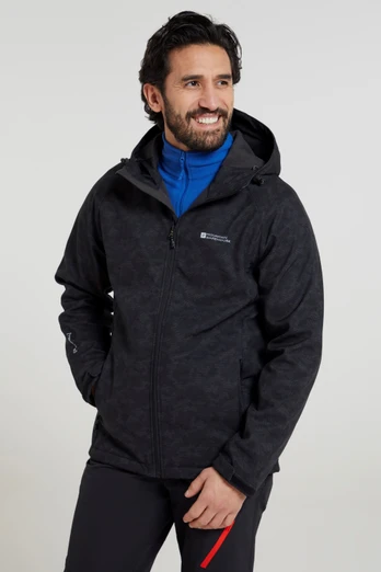 Exodus Printed Mens Showerproof Softshell Jacket - Black