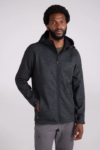 Exodus Printed Mens Showerproof Softshell Jacket - Dark Khaki