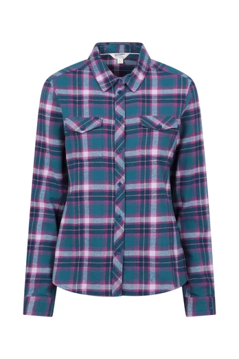 Willow Womens Brushed Flannel Slim-Fit Shirt - Pink