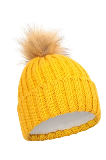 Geneva Sherpa Lined Womens Thermal Beanie - Mustard