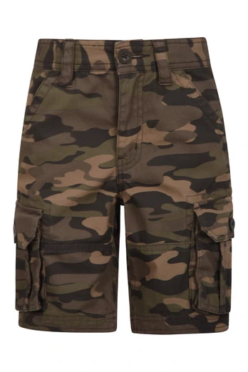 Camo Cargo Kids Shorts - Khaki