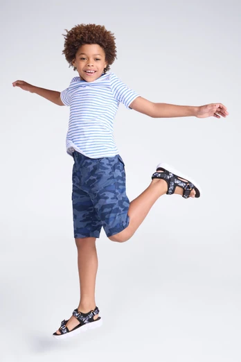 Camo Cargo Kids Shorts - Navy