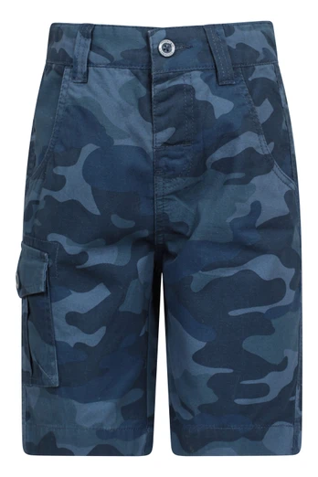 Camo Cargo Kids Shorts - Dark Blue