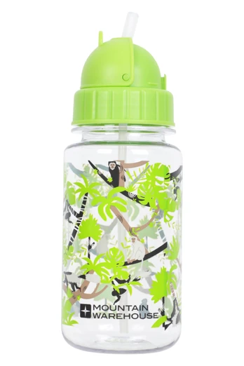BPA Free Printed Flip Lid Kids Water Bottle - 350ml - Green