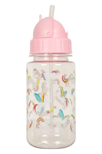 BPA Free Printed Flip Lid Kids Water Bottle - 350ml - Pink