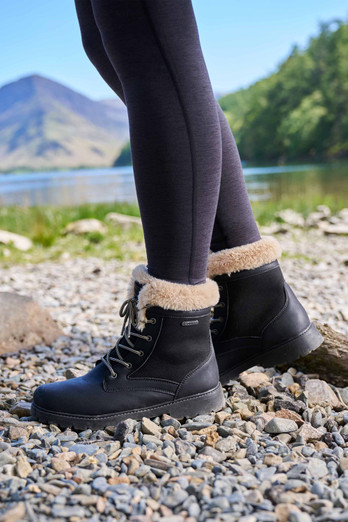 Womens Casual Thermal Waterproof Boots - Black