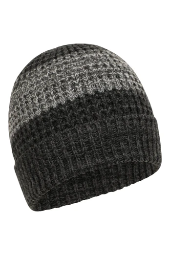 Two-Tone Melange Mens Thermal Beanie - Charcoal
