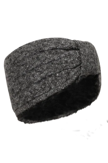 Twist Front Womens Thermal Headband - Black