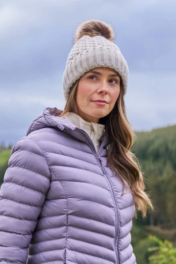 Lisbon Borg Lined Womens Thermal Pom-Pom Beanie - Beige