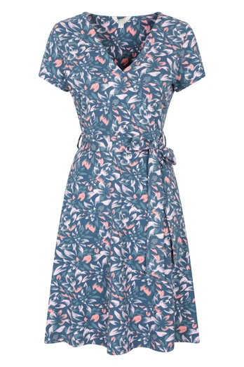 Santorini Womens UV Jersey Wrap Dress - Blue