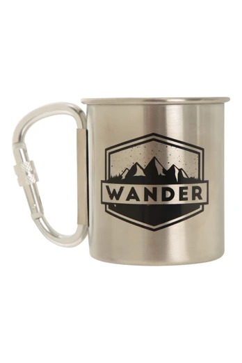 Wander Printed Karabiner Mug - 280ml - Silver