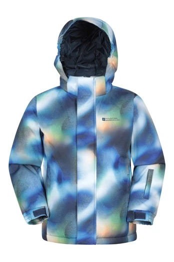 Mogal Printed Kids Ski Jacket - Dark Blue