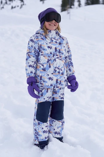 Snowdrop Printed Kids Ski Jacket - Light Blue