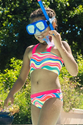 Kids Cross Back Tankini - Neon Brights