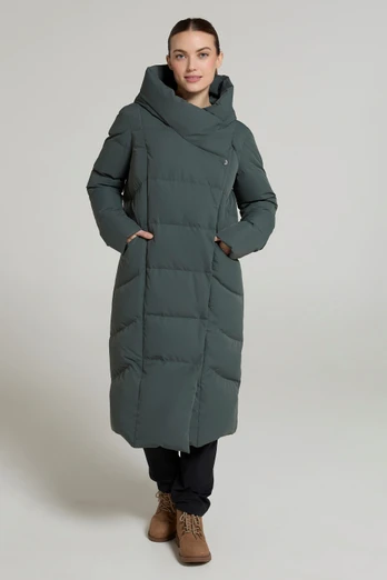 Doudoune longue Cosy Wrap Extreme pour femme - Kaki Foncé