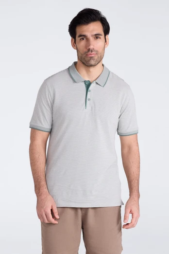 Dawnay Pique Slub Textured Mens Polo Shirt - Light Khaki