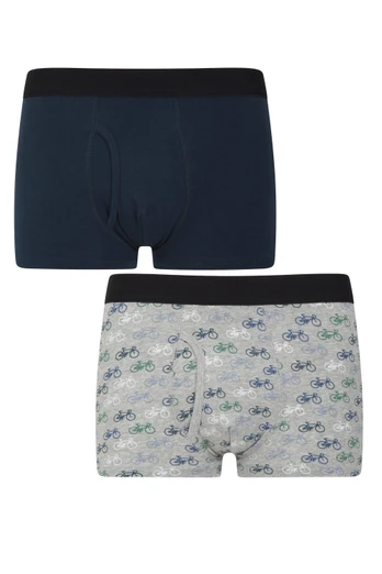 Mens Printed Boxers 2-Pack - Navy