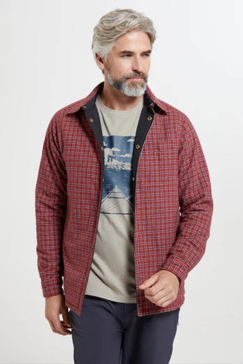 Tyne Chemise réversible en flanelle pour homme - Rouge Foncé