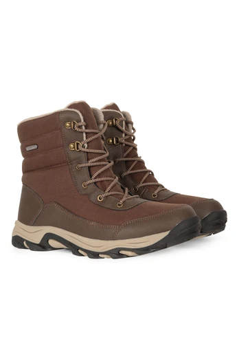 Ohio Mens Fleece Lined Snow Boots - Brown