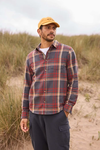 Cove Mens Flannel Shirt - Burgundy