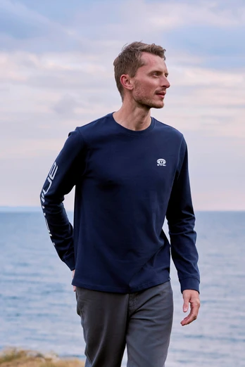 Tommy Mens Graphic Long Sleeve Tee - Dark Blue