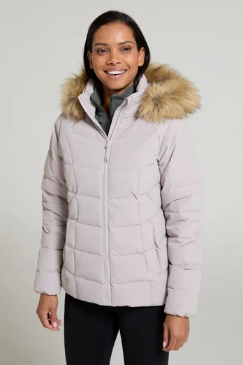 Isla Womens Short Extreme Down Jacket - Light Beige