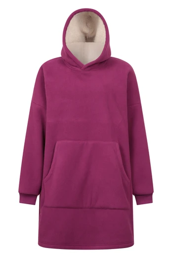 Snug Womens Borg Lined Hooded Blanket - Dark Purple