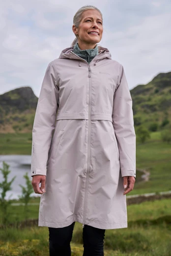Hilltop Womens Extra Long Waterproof Jacket - Light Beige