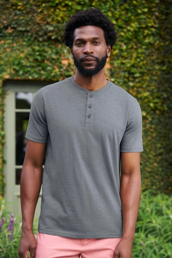 T-shirt Homme Hasst Henley - Gris Carbone