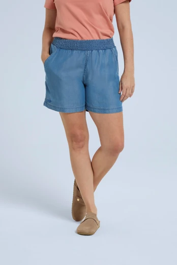Carmen Womens Tencel Beach Shorts - Pale Blue