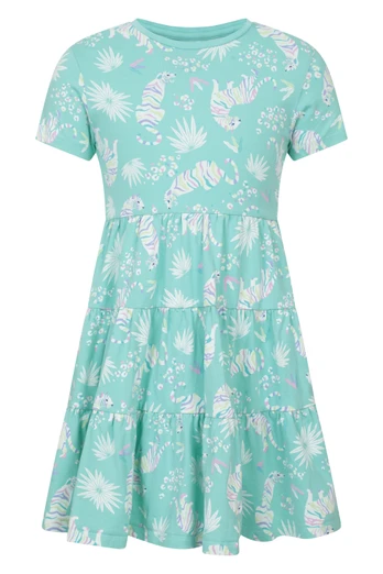 Ava Kids Tiered Dress - Bright Green